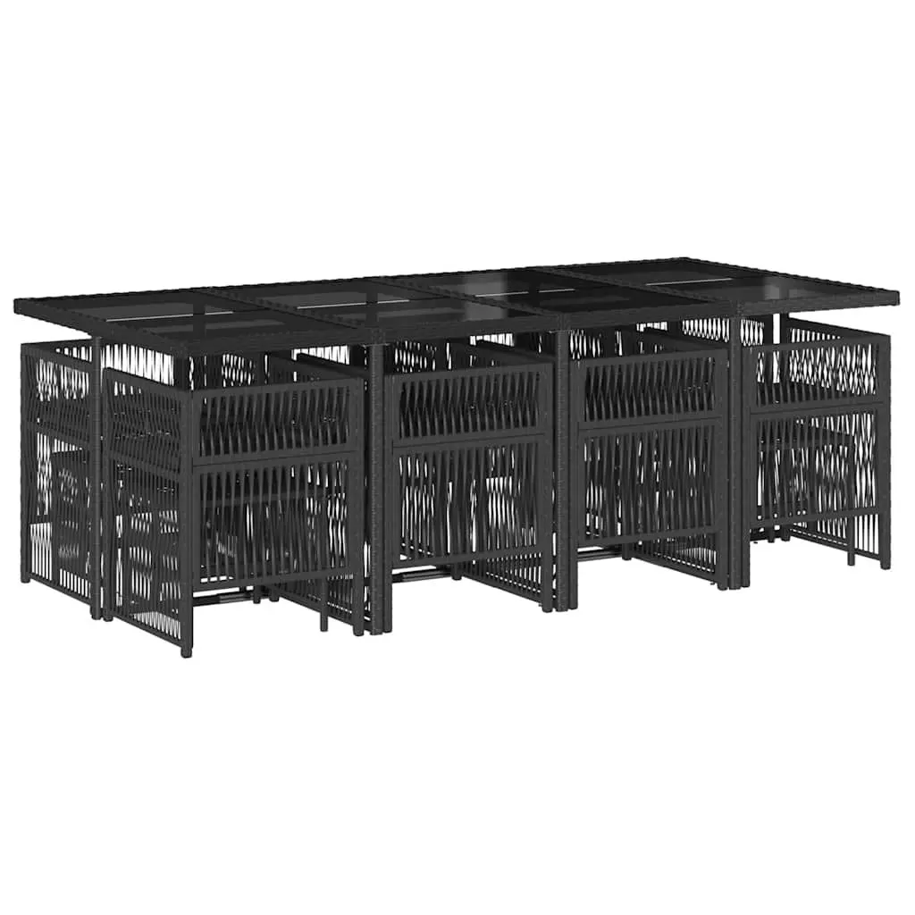 Outdoor Dining Set 13 Piece with Black Poly Rattan