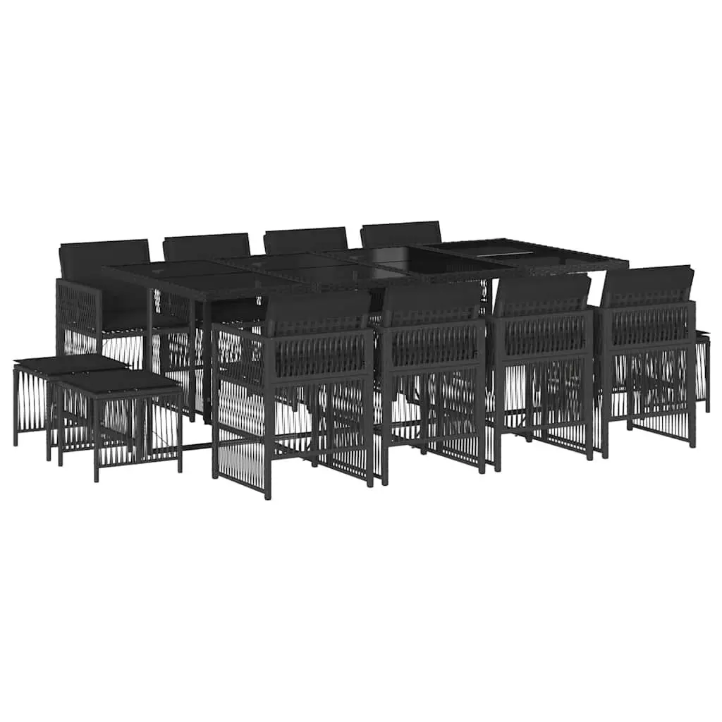Garden Dining Set PE Rattan 13 Piece Outdoor Furniture Black