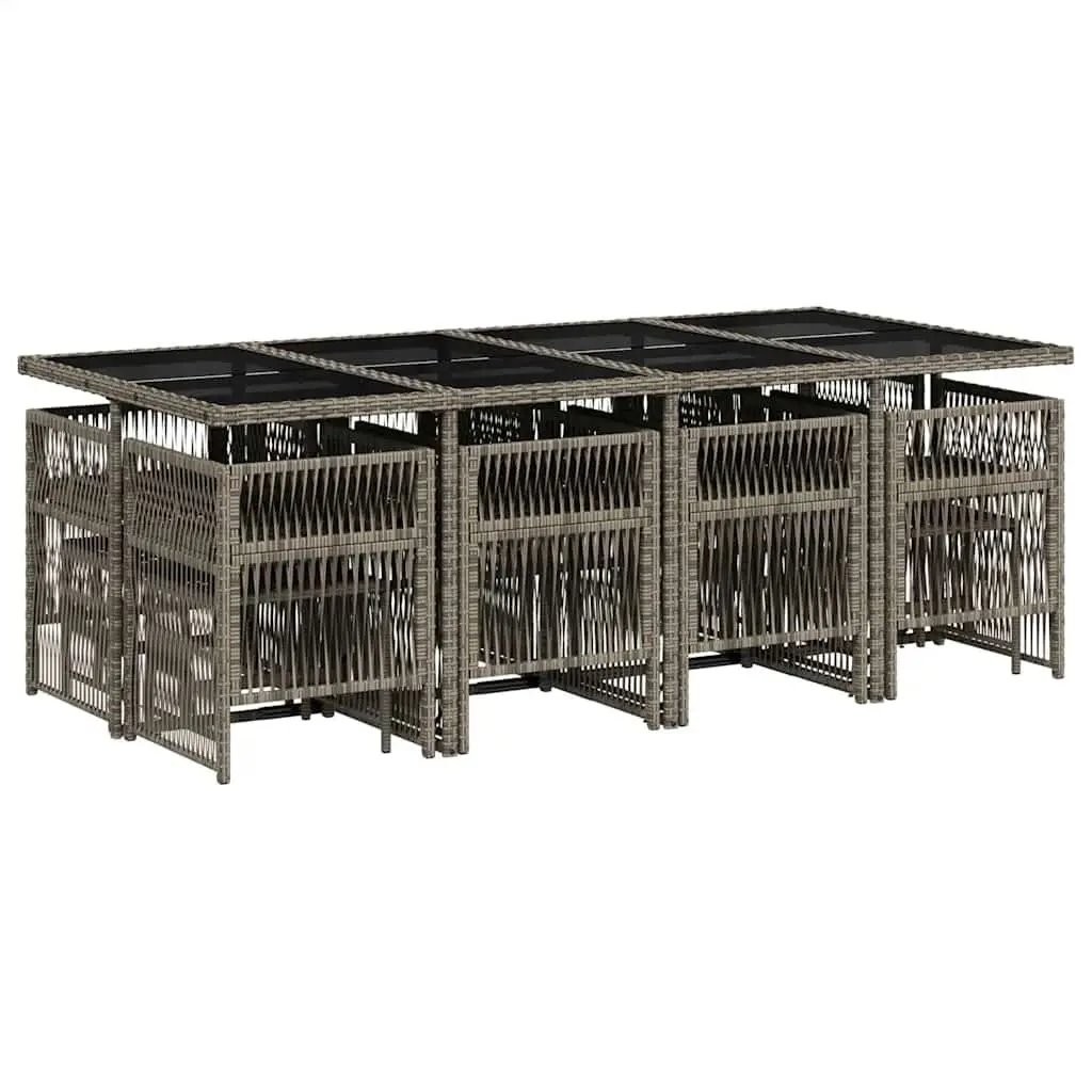 13 Piece Grey Poly Rattan Garden Dining Set