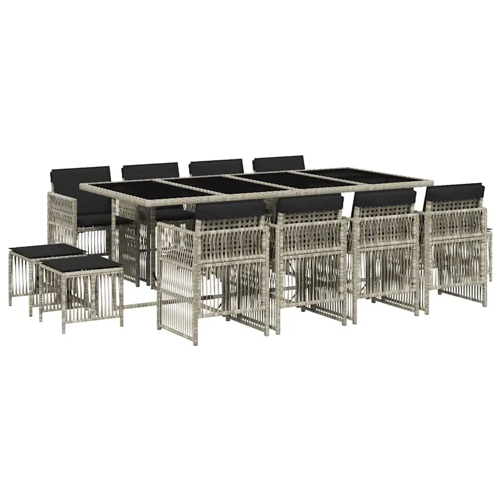 13-Piece Garden Dining Set with Grey Poly Rattan