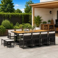 High-Quality 13 Piece Outdoor Dining Set with Cushions