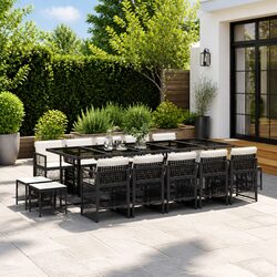 Outdoor Garden Dining Set 15 Piece PE Rattan Furniture