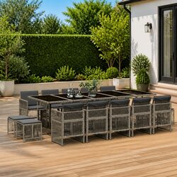 Durable 15 Piece Outdoor Garden Dining Set in Grey