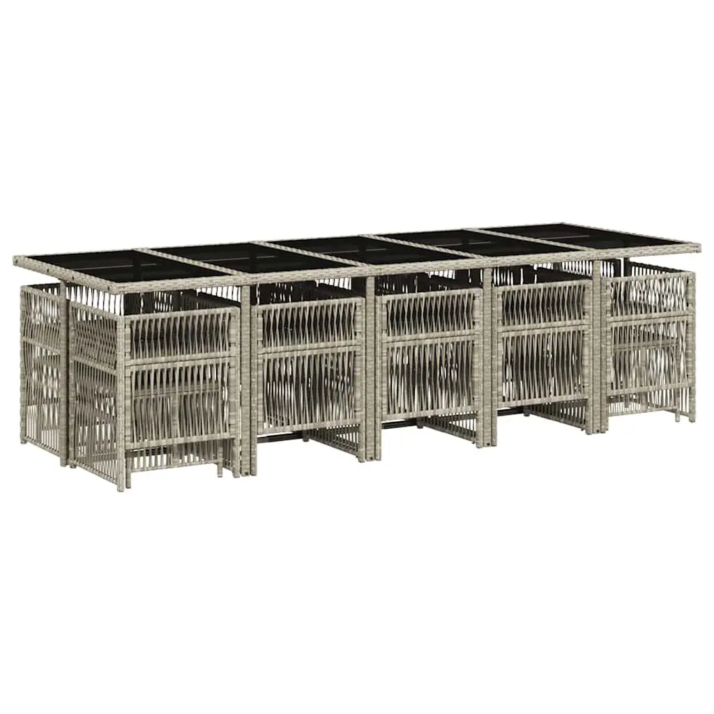15-Piece Garden Dining Set with Grey Poly Rattan