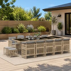 15-Piece Outdoor Garden Dining Set with Cushions