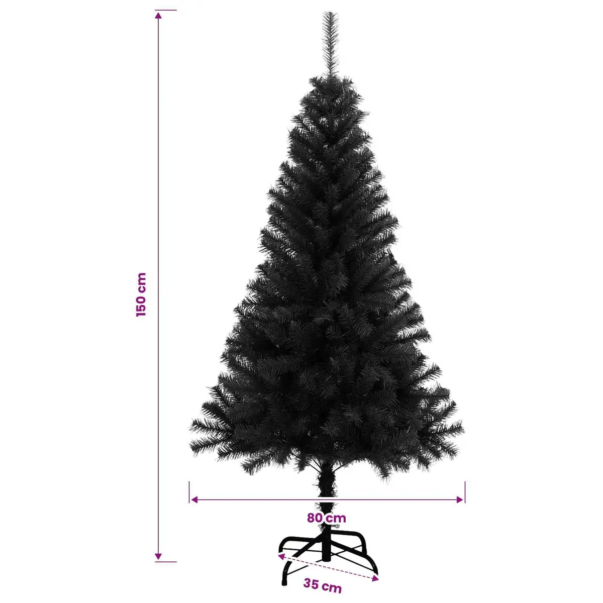 Artificial Christmas Tree PVC 150cm Black