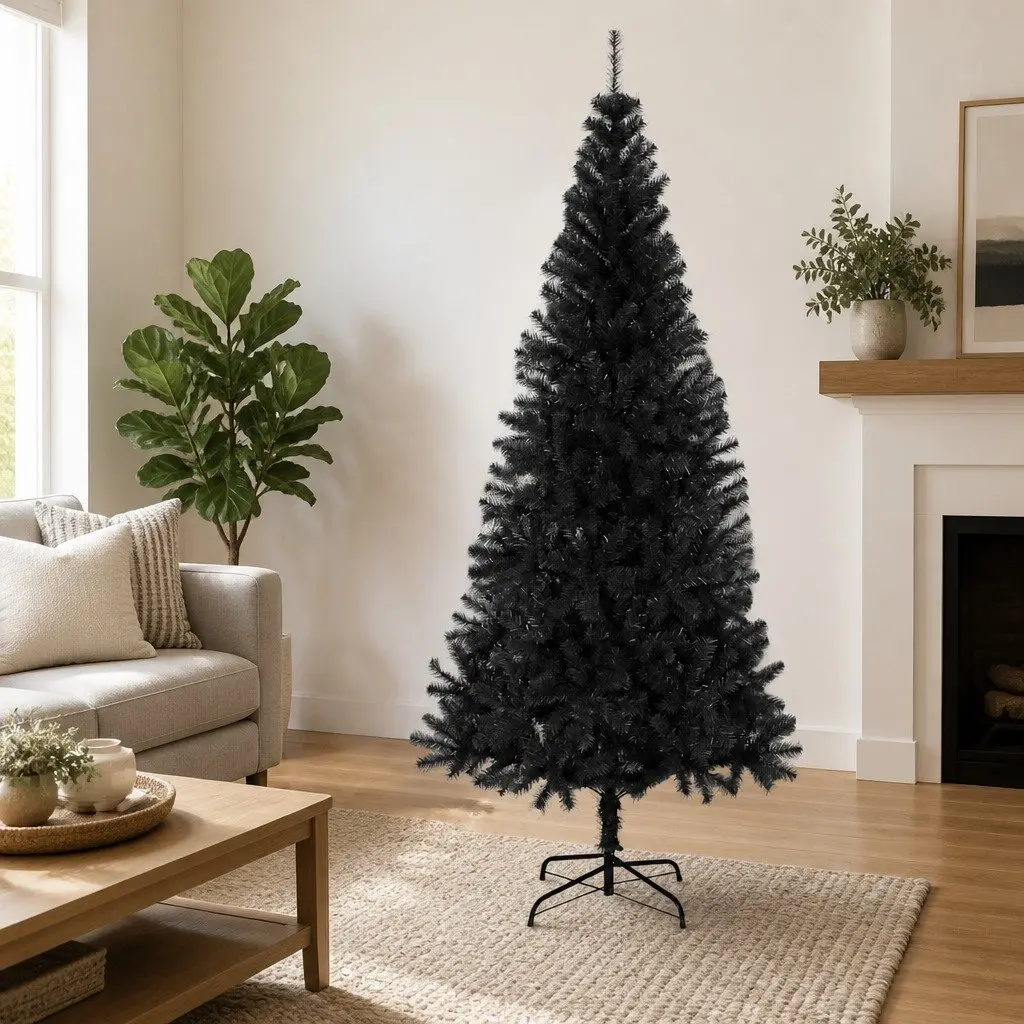 Black Artificial Christmas Tree 210cm PVC