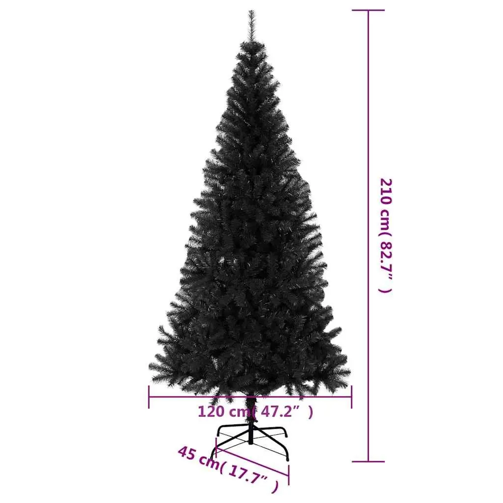 Black Artificial Christmas Tree 210cm PVC