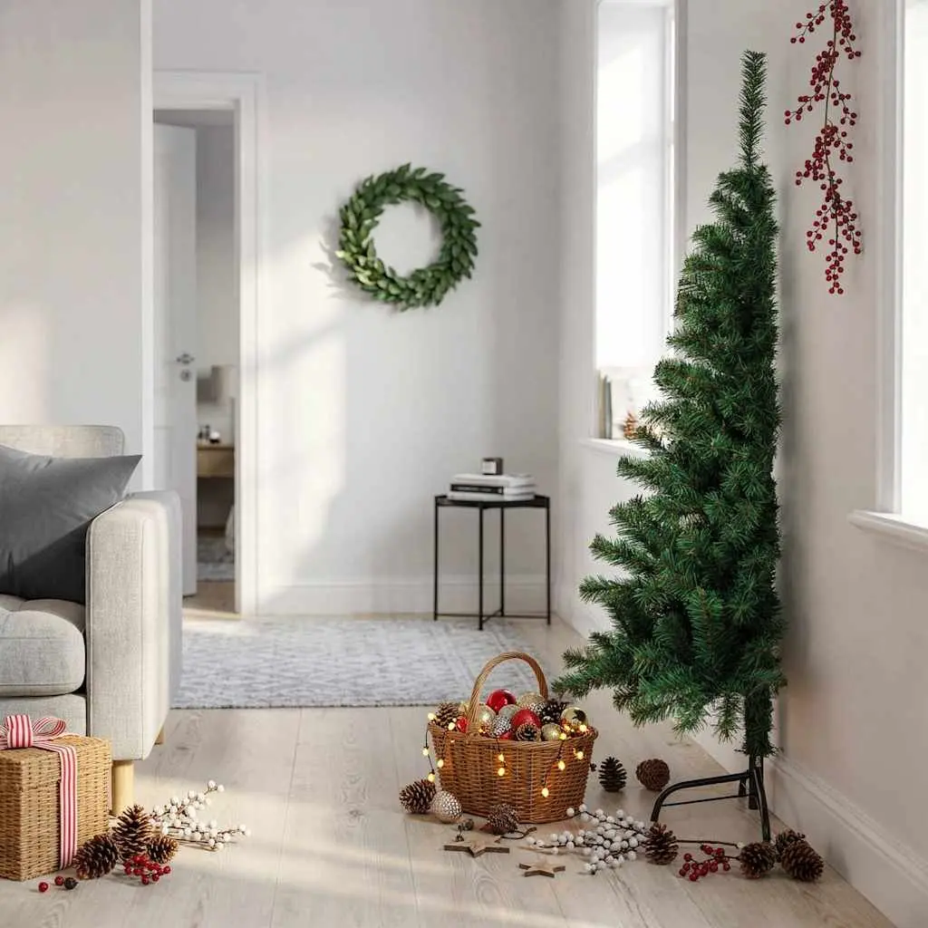 Half Christmas Tree 150cm Green PVC Decor