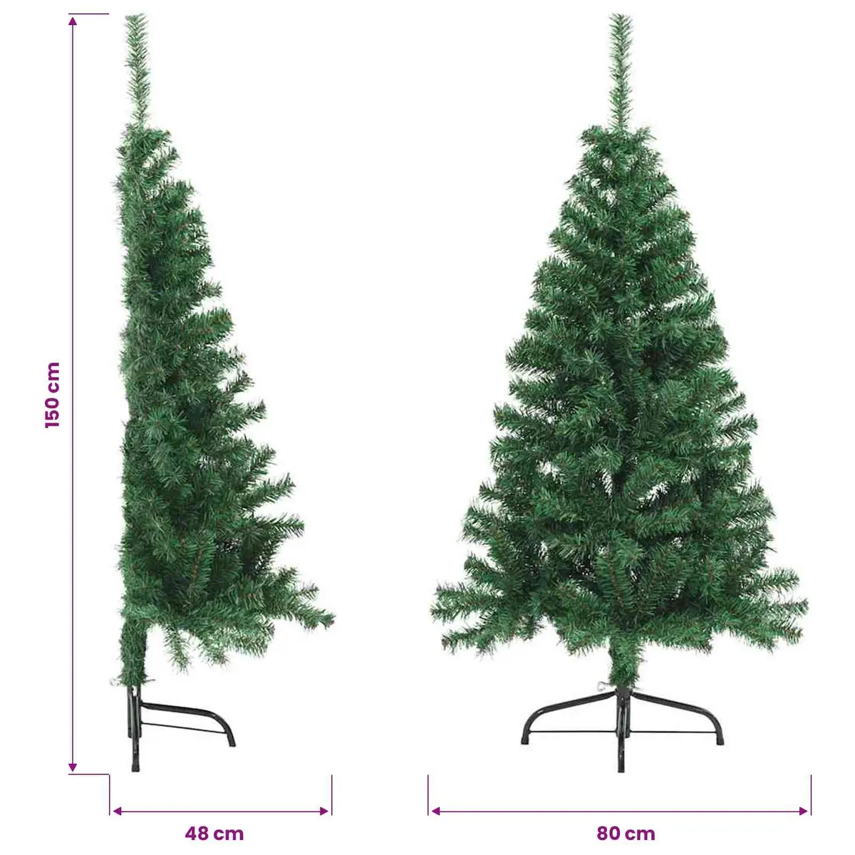 Half Christmas Tree 150cm Green PVC Decor