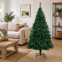 240cm Green PVC Artificial Christmas Tree with Thick Branches