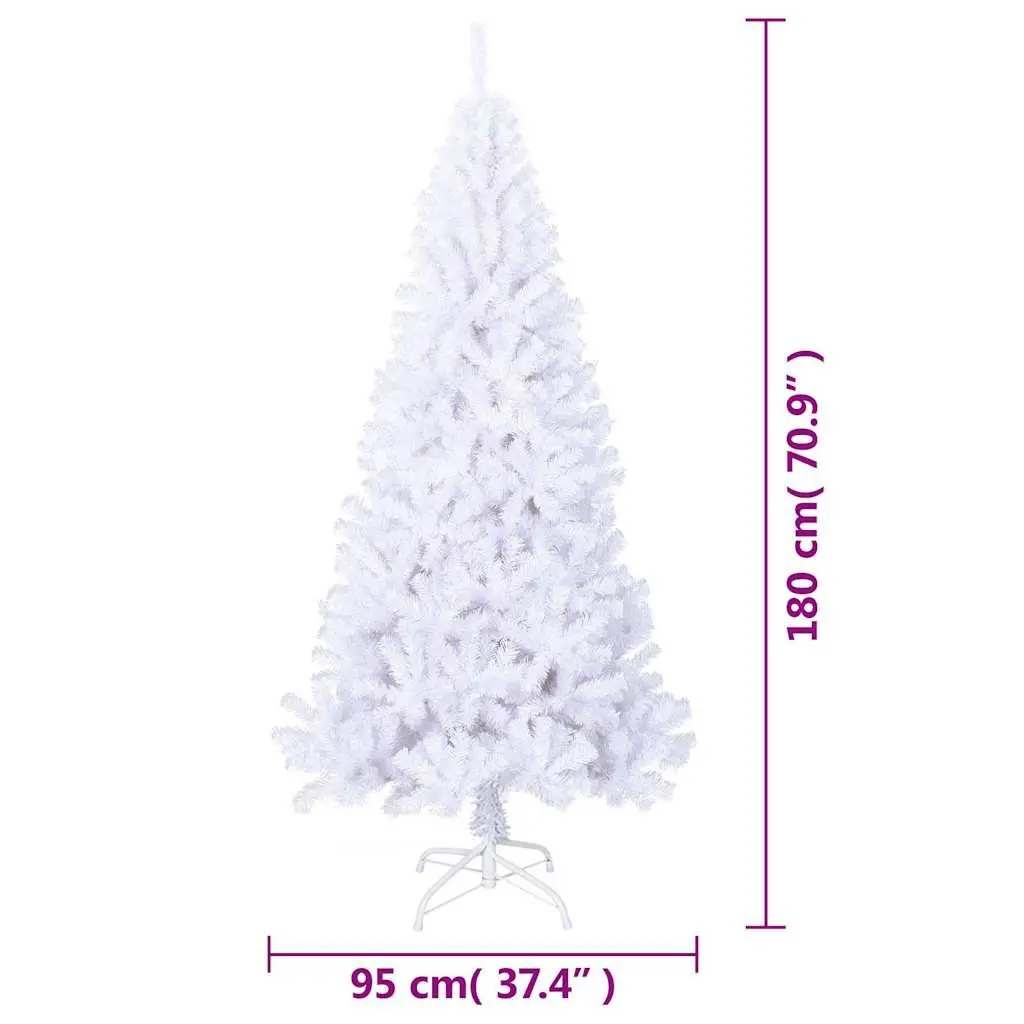 White PVC Artificial Christmas Tree 180cm with Thick Branches