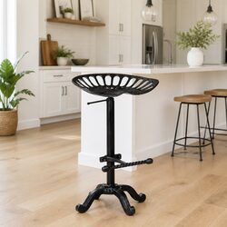 Stylish Black Bar Stool with Adjustable Height and Footrest