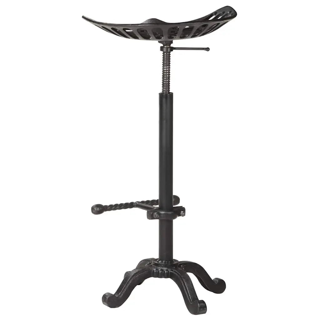 Bar Stool Black Adjustable Height Vintage Retro Design Footrest Counter Chair