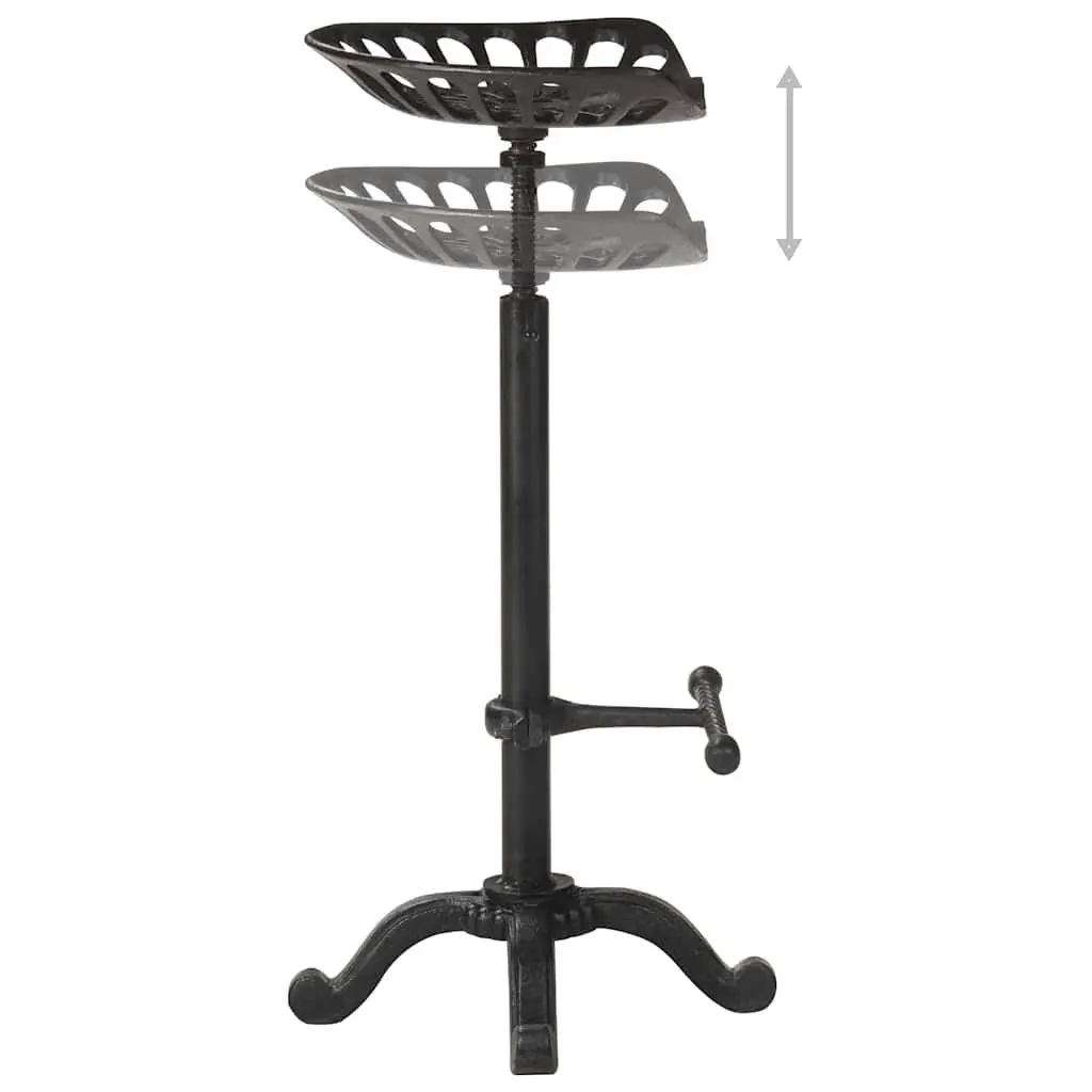 Bar Stool Black Adjustable Height Vintage Retro Design Footrest Counter Chair