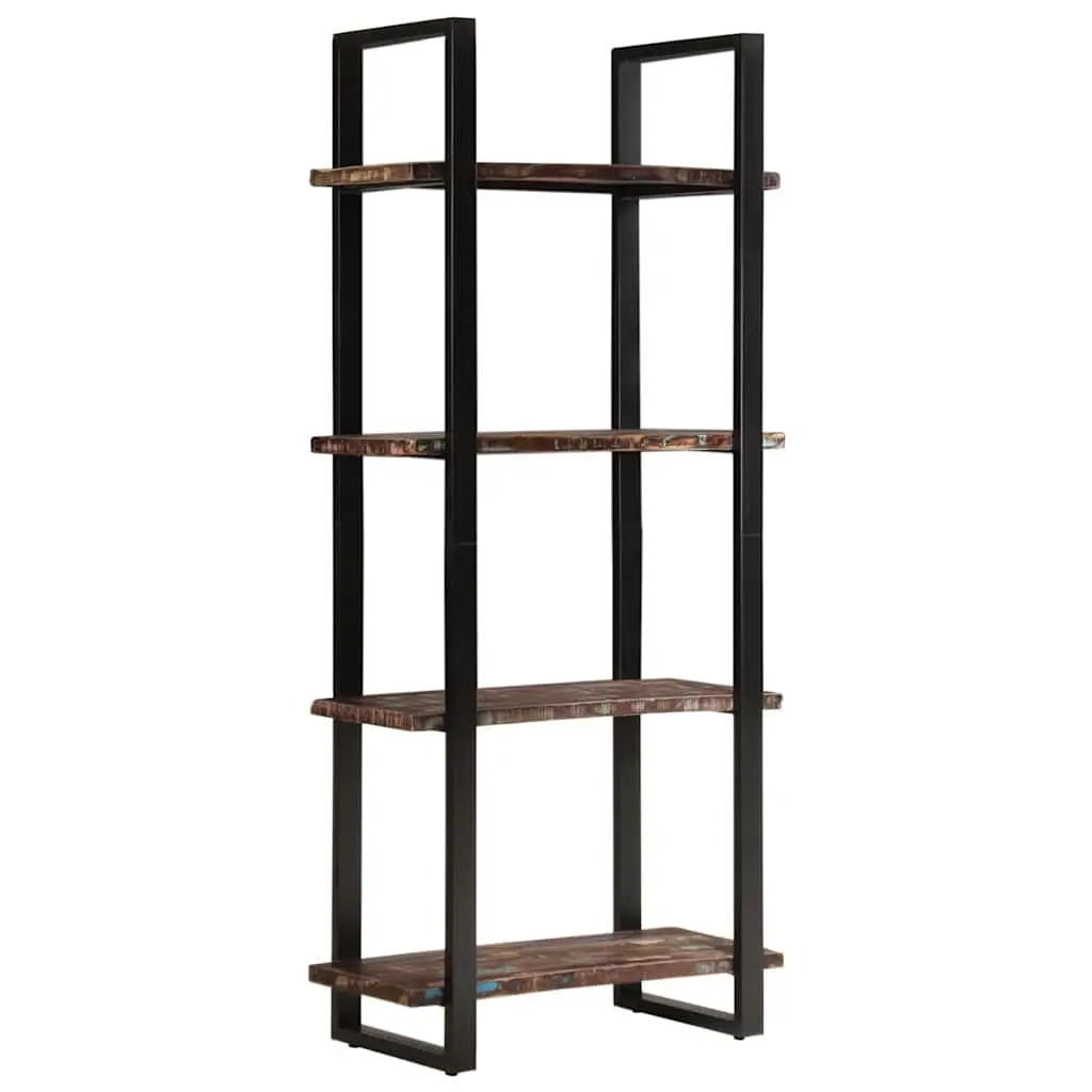 Industrial 4-Tier Bookcase with Solid Reclaimed Wood