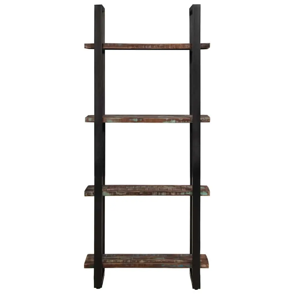 Industrial 4-Tier Bookcase with Solid Reclaimed Wood