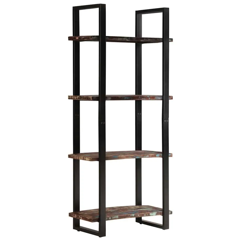 Industrial 4-Tier Bookcase with Solid Reclaimed Wood