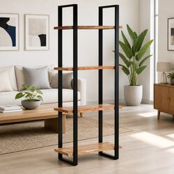 Sturdy 4-Tier Bookcase in Solid Acacia Wood