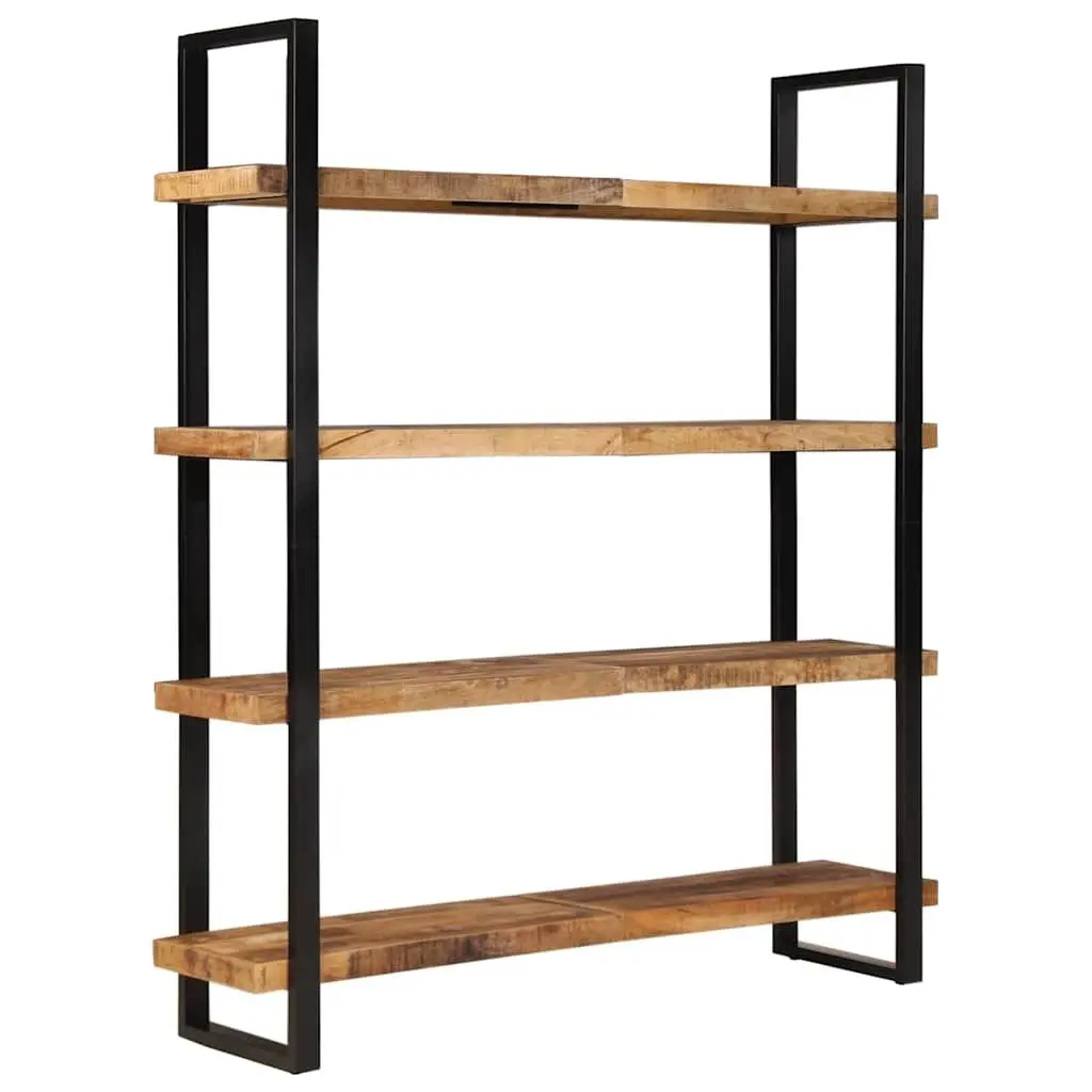 4-Tier Bookcase in Solid Rough Mango Wood & Iron Frame