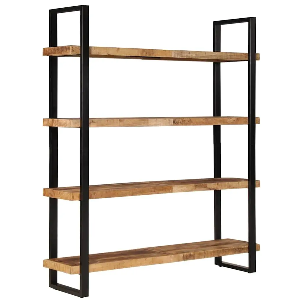 4-Tier Bookcase in Solid Rough Mango Wood & Iron Frame