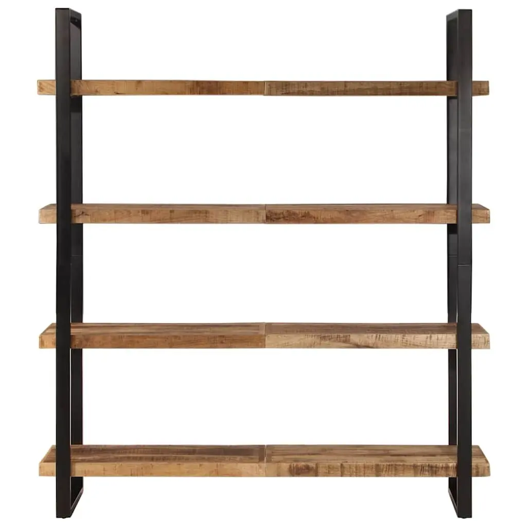 4-Tier Bookcase in Solid Rough Mango Wood & Iron Frame
