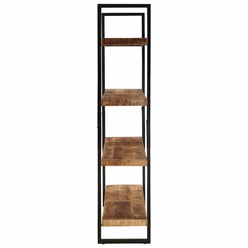 4-Tier Bookcase in Solid Rough Mango Wood & Iron Frame