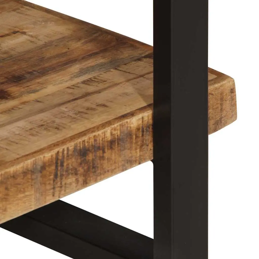 4-Tier Bookcase in Solid Rough Mango Wood & Iron Frame