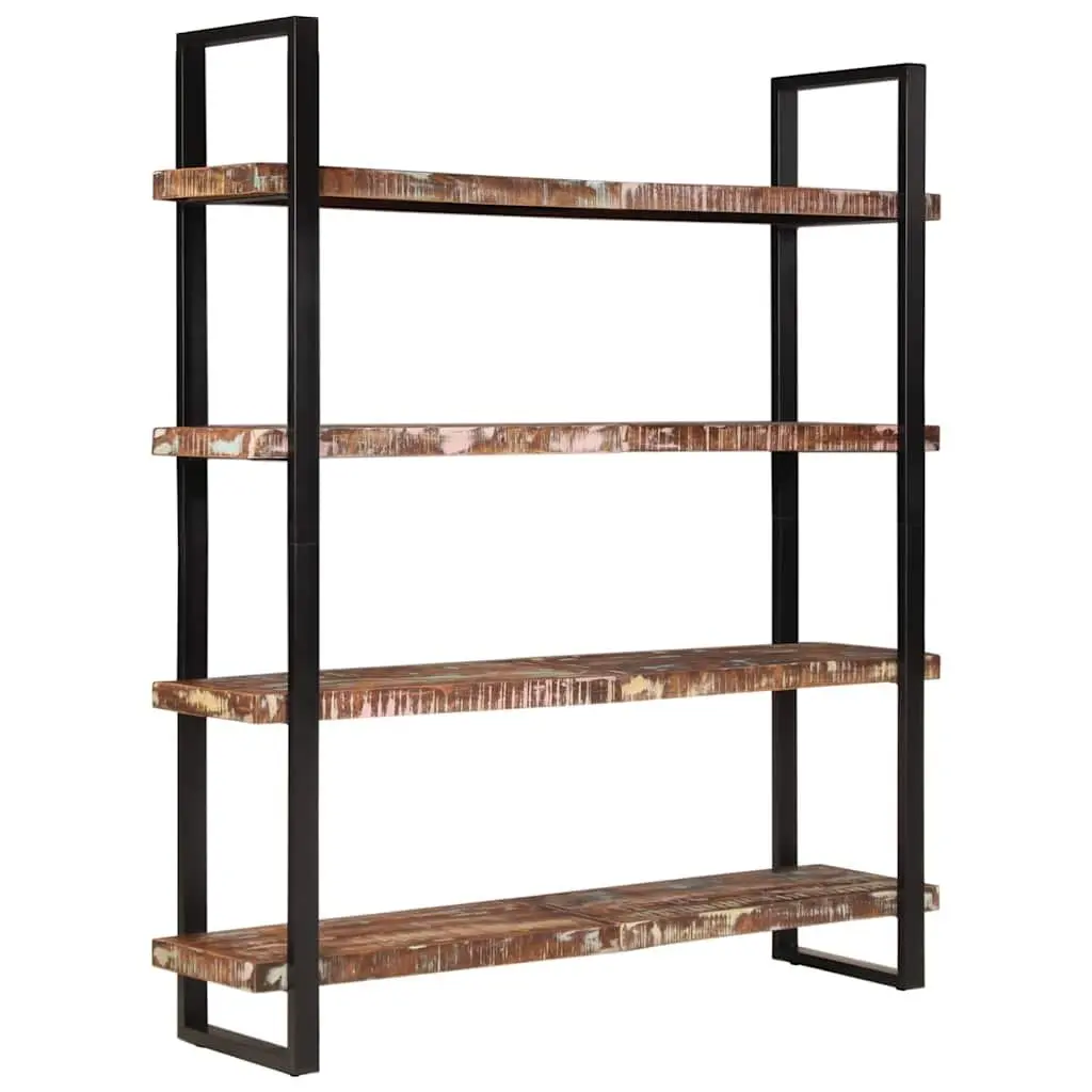 Solid Reclaimed Wood 4-Tier Bookcase with Iron Frame