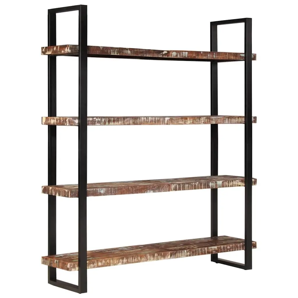 Solid Reclaimed Wood 4-Tier Bookcase with Iron Frame