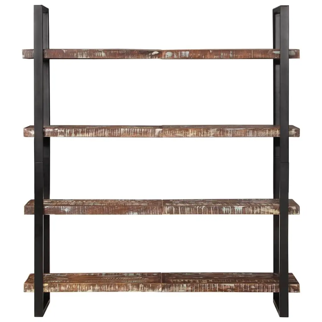 Solid Reclaimed Wood 4-Tier Bookcase with Iron Frame