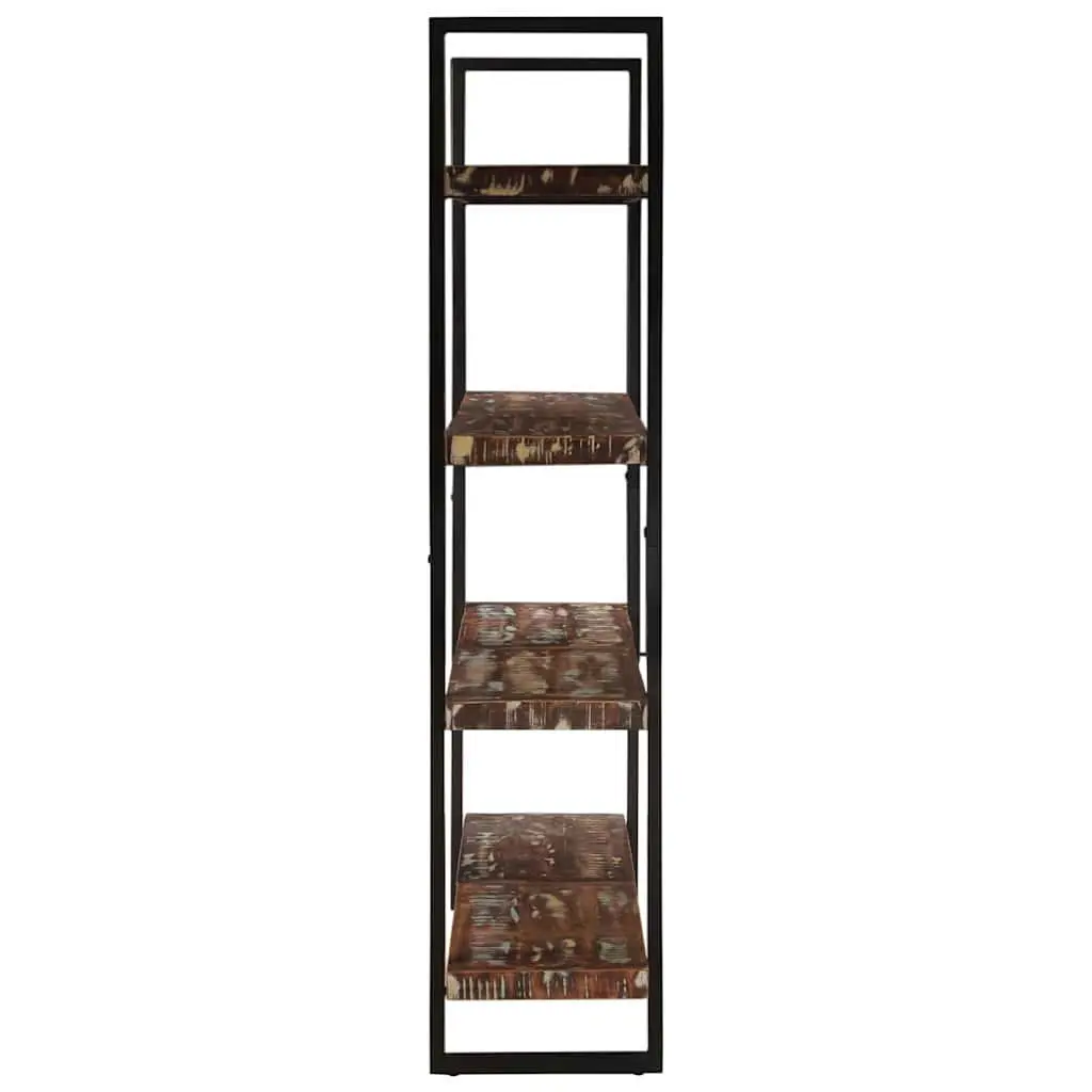 Solid Reclaimed Wood 4-Tier Bookcase with Iron Frame