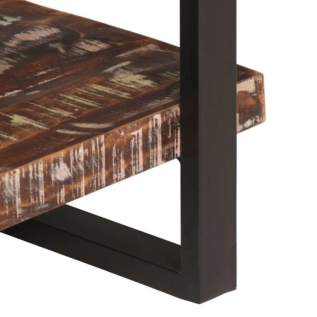 Solid Reclaimed Wood 4-Tier Bookcase with Iron Frame