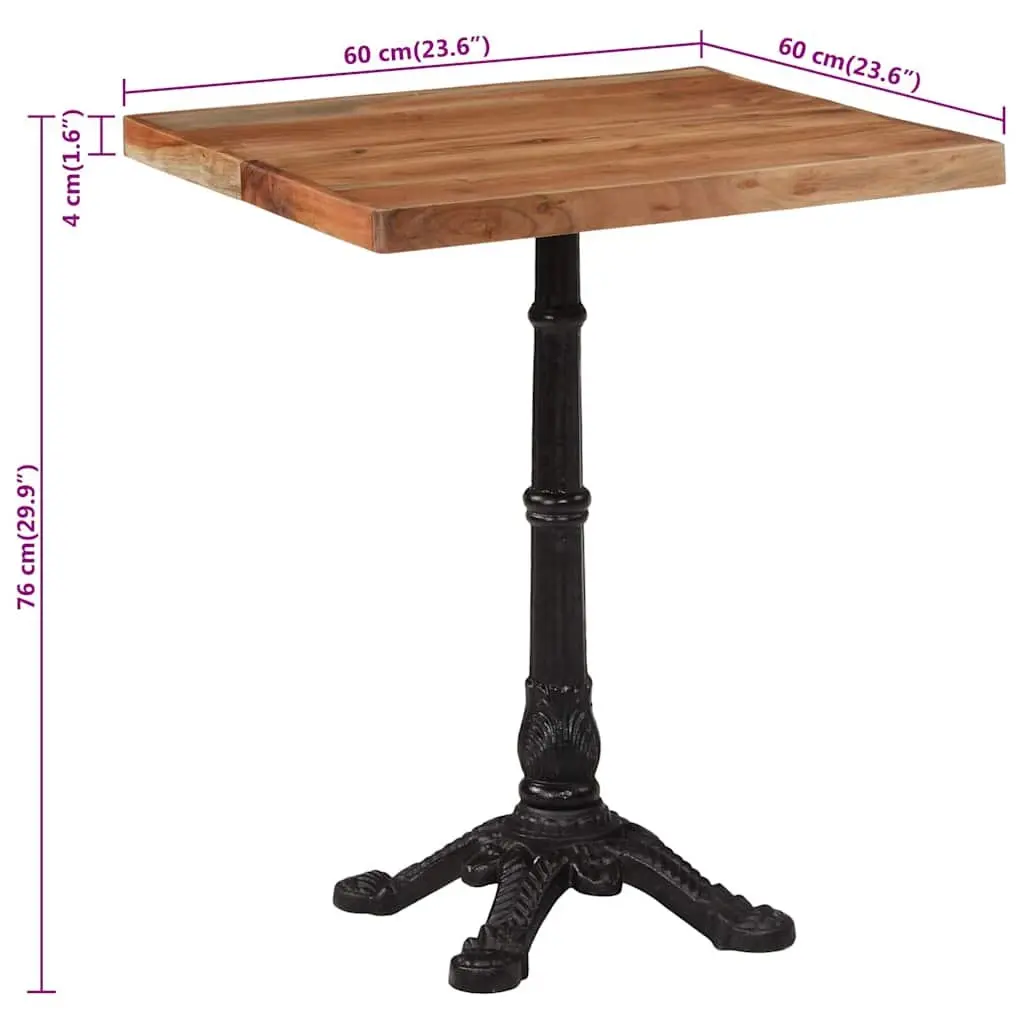 60x60x76cm Bistro Dining Table in Solid Acacia Wood