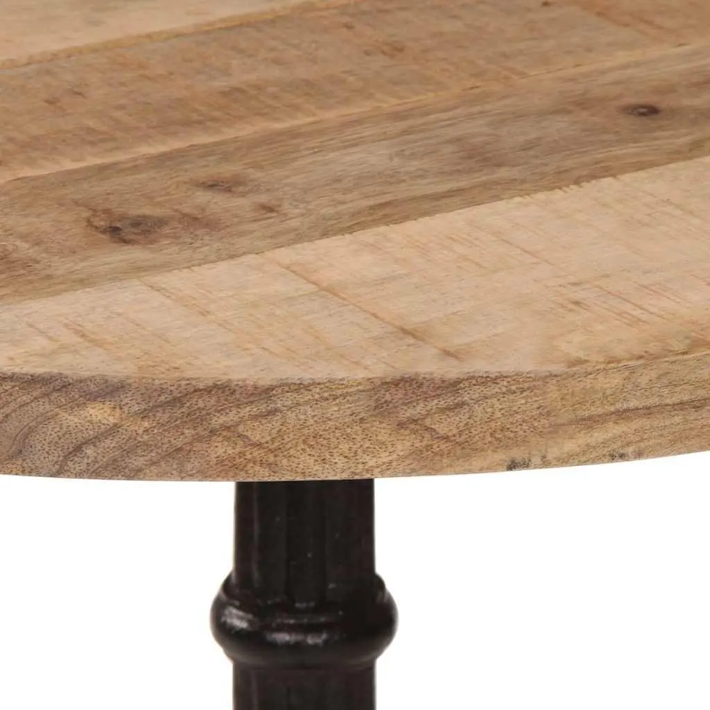 Bistro Table Round Rough Mango Wood Top Cast Iron Base 60cm Brown 76cm