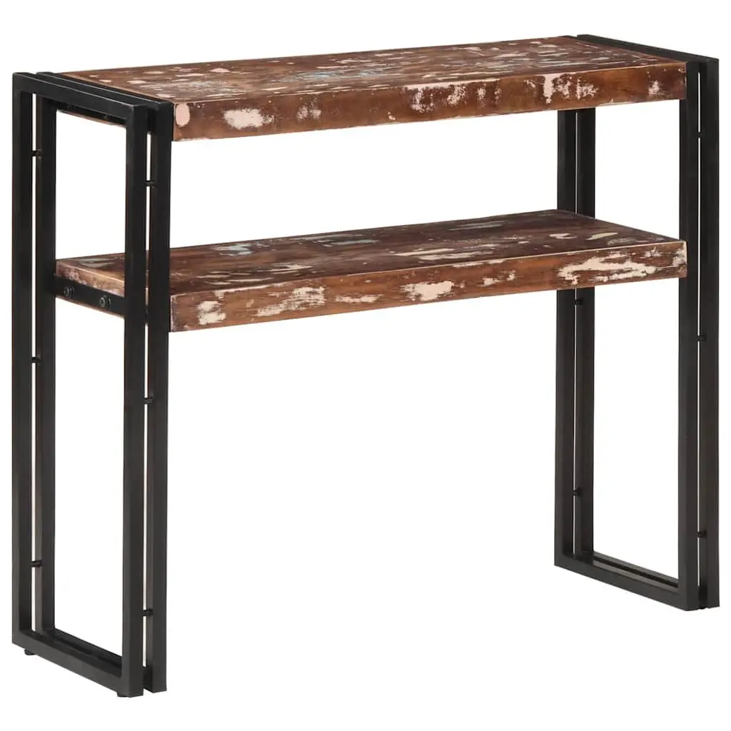 Solid Wood Console Table with Dual Shelves 90x30x75 cm