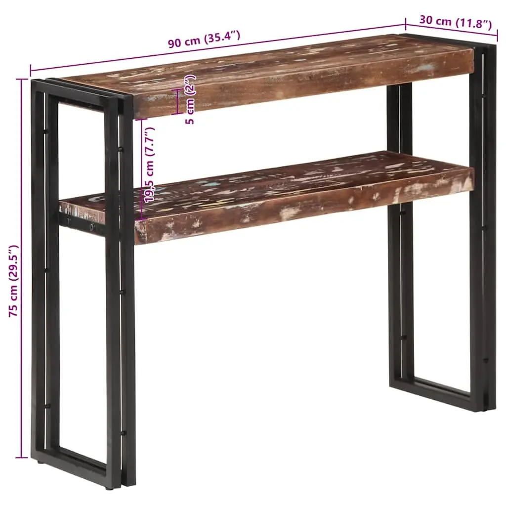 Solid Wood Console Table with Dual Shelves 90x30x75 cm