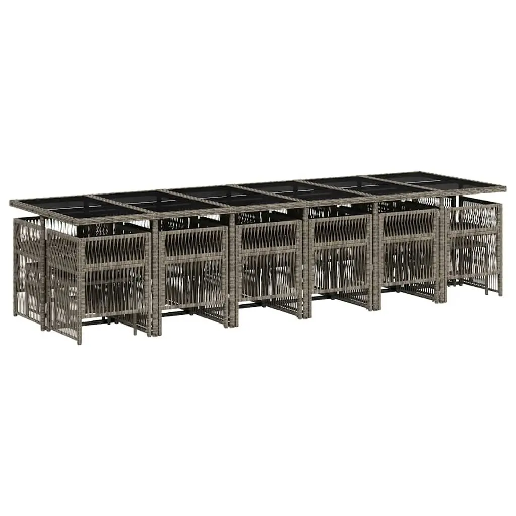 Garden Dining Set PE Rattan 17 Piece Outdoor Furniture Grey