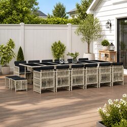 Grey Poly Rattan 17 Piece Garden Dining Set