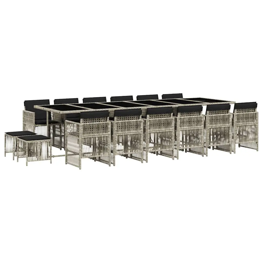 Grey Poly Rattan 17 Piece Garden Dining Set
