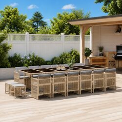 17 Piece Garden Dining Set with PE Rattan Chairs