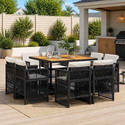 Premium 9 Piece Outdoor Garden Dining Set with Cushions