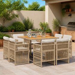 Durable 9 Piece Outdoor Garden Dining Set with Cushions
