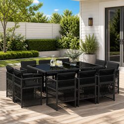Premium 11 Piece Outdoor Garden Dining Set in Black