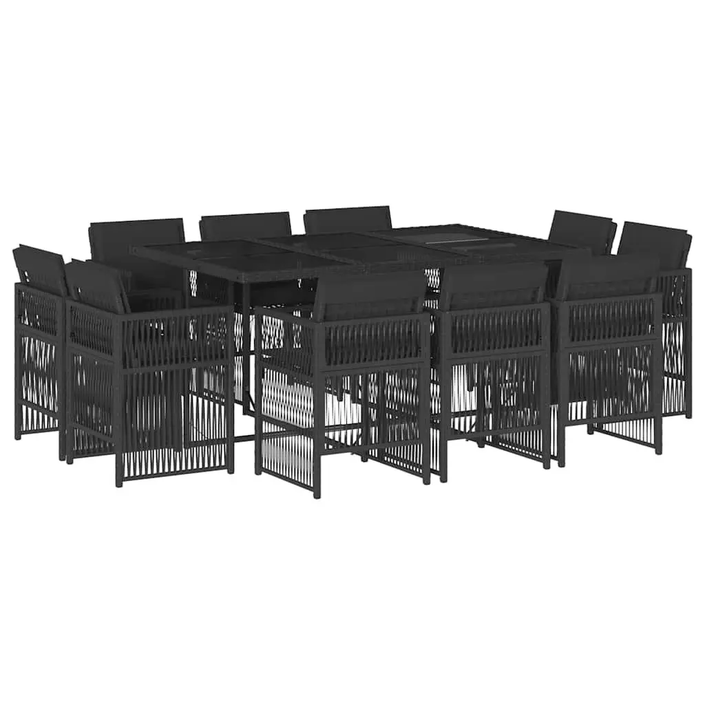 11 Piece Outdoor Garden Dining Set in Black
