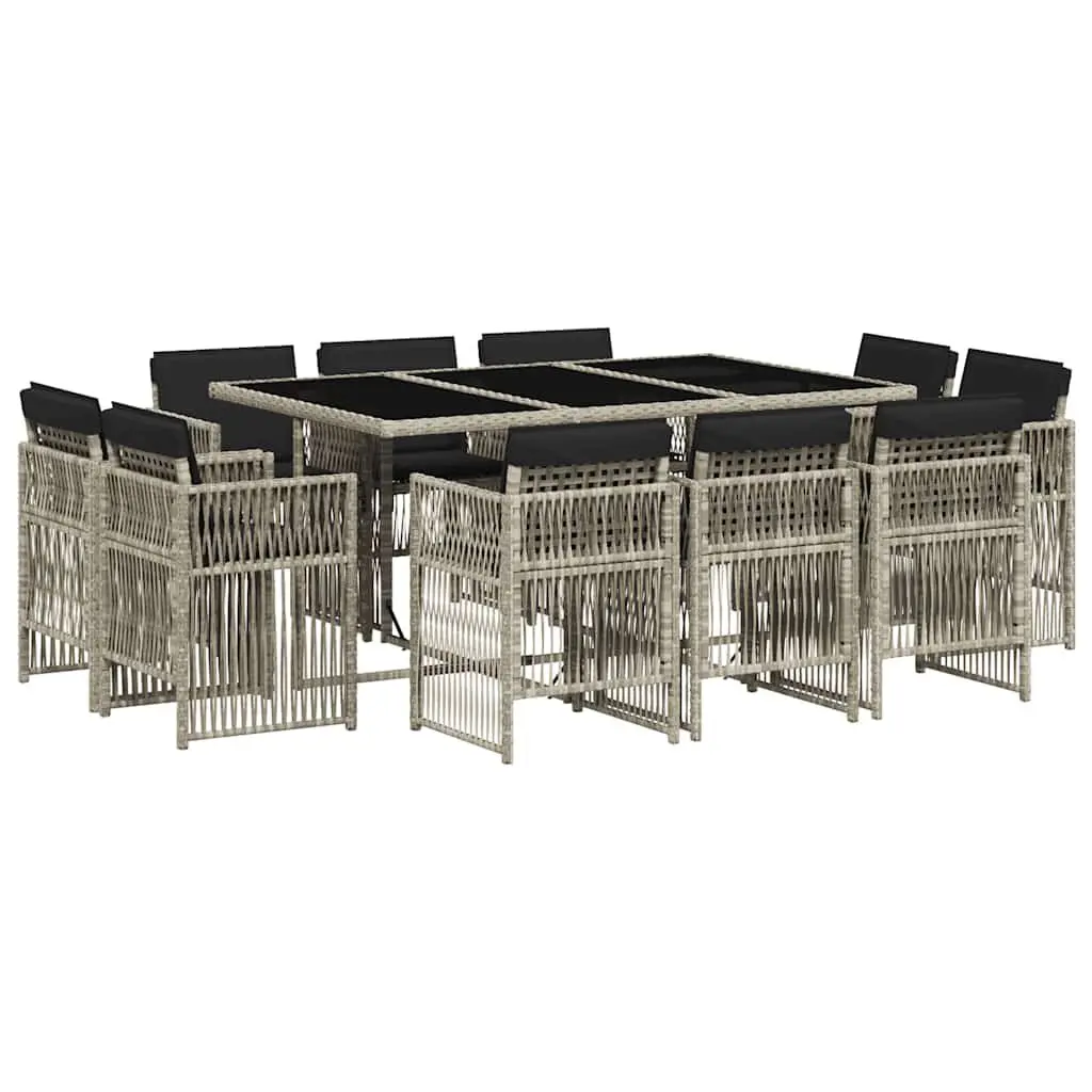 Grey Poly Rattan Garden Dining Set 11 Pieces