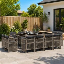 Durable Garden Dining Set with 13 Pieces in Grey