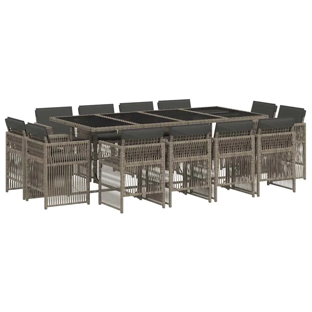 Garden Dining Set with 13 Pieces in Grey