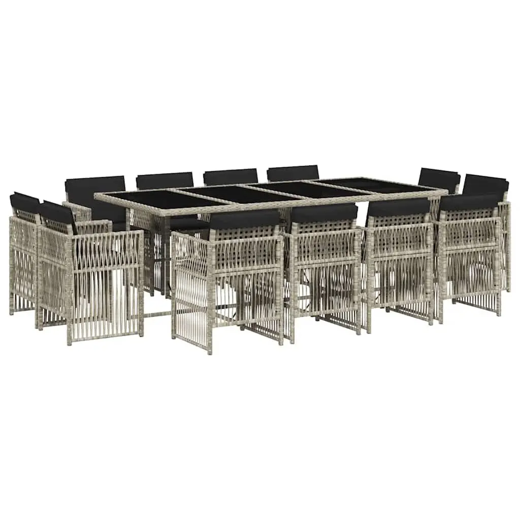 Garden Dining Set PE Rattan 13 Piece Outdoor Furniture Grey Patio Table Chairs