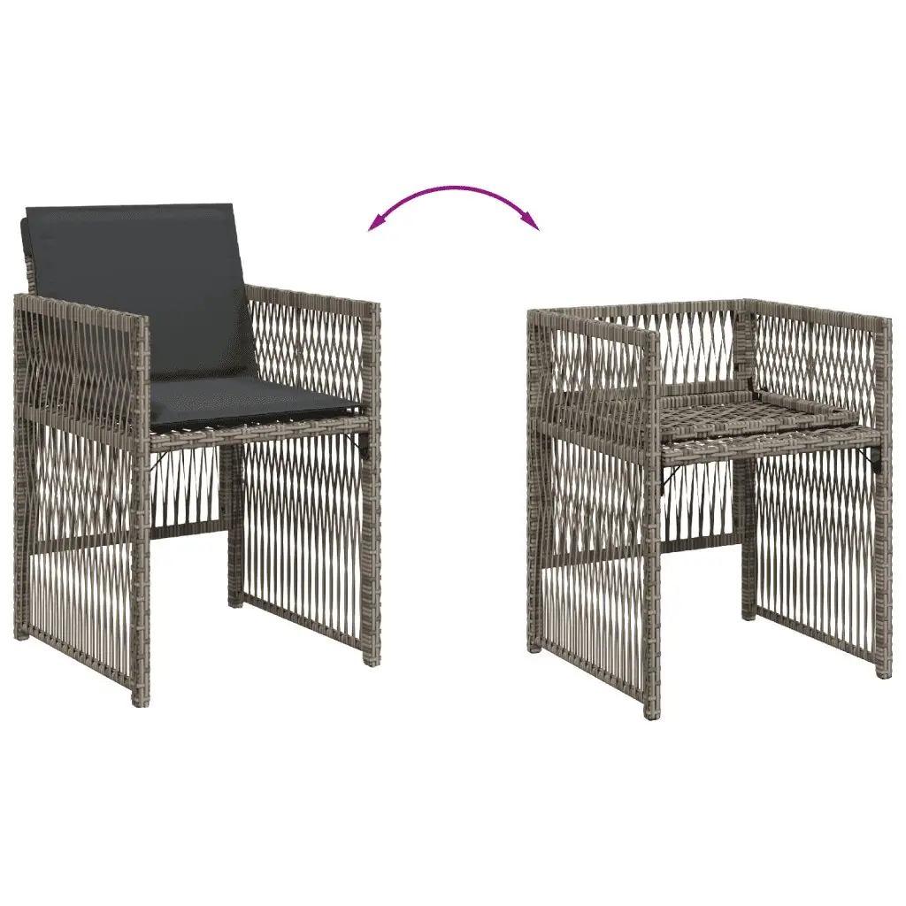 Grey 15-Piece Poly Rattan Garden Dining Set